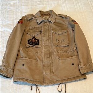 Tan Utility Jacket with Patches by Polo Ralph Lauren size S